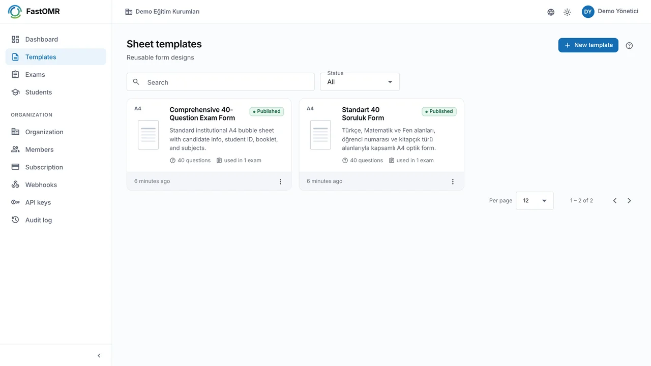 FastOMR Template Design
